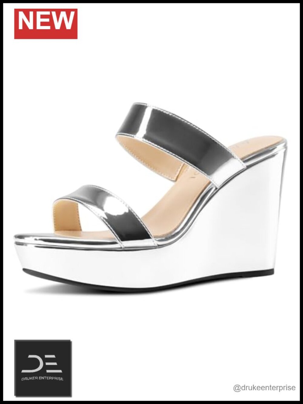 Womens Slip-On Platform Wedge Sandals Open Toe High Heel Two Strap Mules Prom